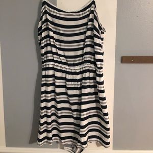 Navy blue and white striped romper!!